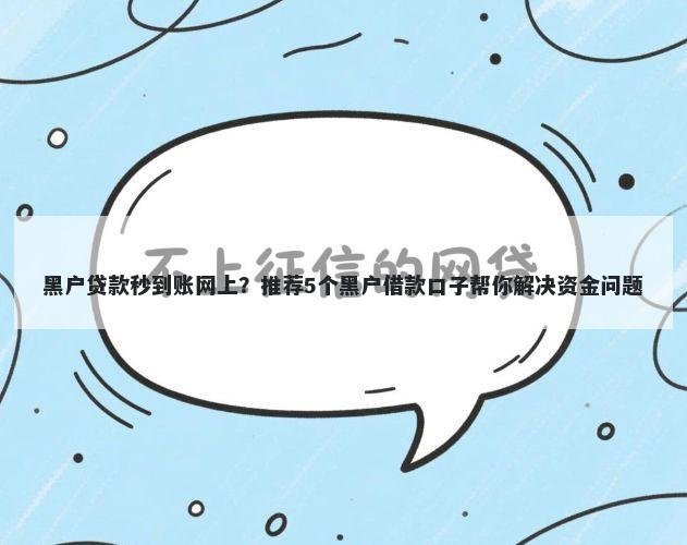 黑户贷款秒到账网上?推荐5个黑户借款口子帮你解决资金问题