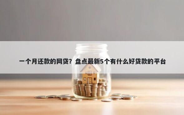 一个月还款的网贷？盘点最新5个有什么好贷款的平台