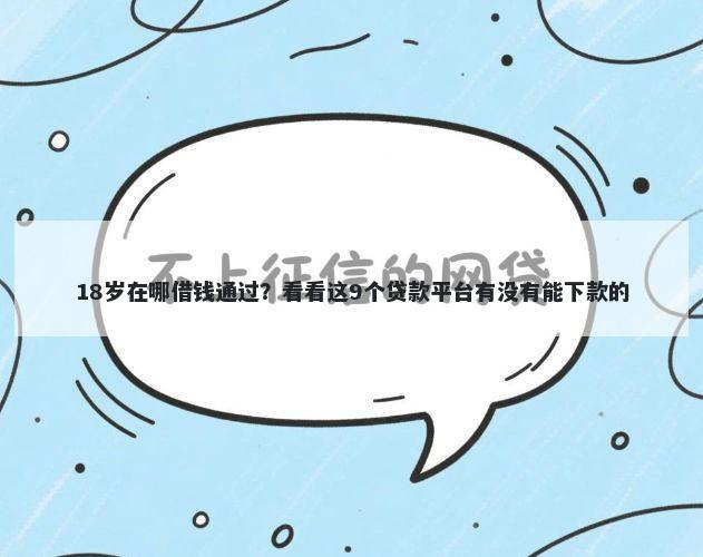 18岁在哪借钱通过？看看这9个贷款平台有没有能下款的