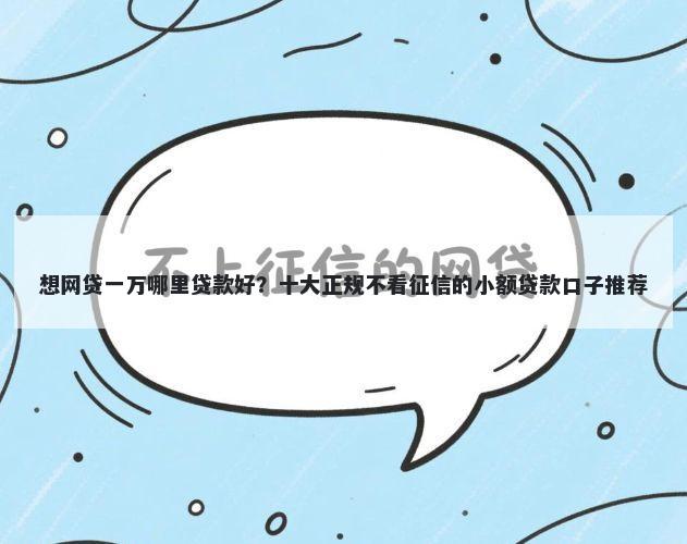 想网贷一万哪里贷款好？十大正规不看征信的小额贷款口子推荐