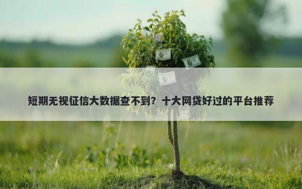 短期无视征信大数据查不到？十大网贷好过的平台推荐