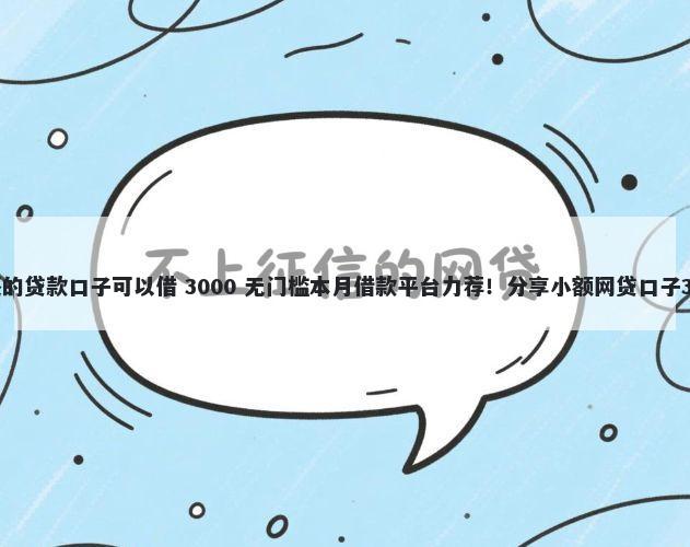 有哪些随借随还的贷款口子可以借 3000 无门槛本月借款平台力荐！分享小额网贷口子3000无门槛借款