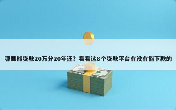 哪里能贷款20万分20年还？看看这8个贷款平台有没有能下款的