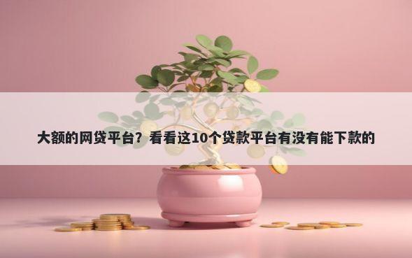 大额的网贷平台？看看这10个贷款平台有没有能下款的