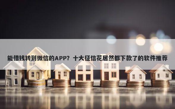 能借钱转到微信的APP？十大征信花居然都下款了的软件推荐