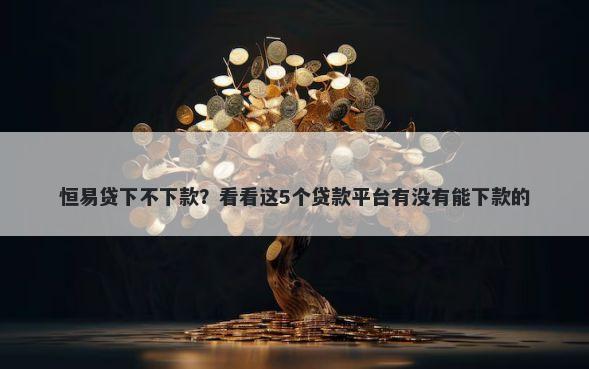 恒易贷下不下款？看看这5个贷款平台有没有能下款的