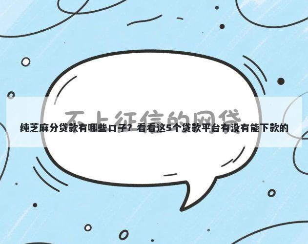 纯芝麻分贷款有哪些口子？看看这5个贷款平台有没有能下款的