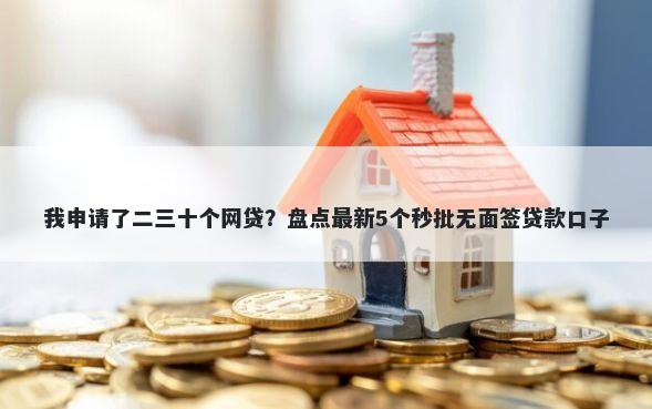 我申请了二三十个网贷？盘点最新5个秒批无面签贷款口子